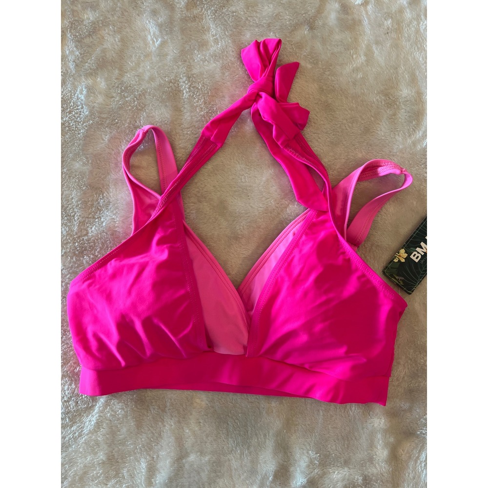 BMJL Womens Hot Pink Layered Halter Bikini Top Size M NEW